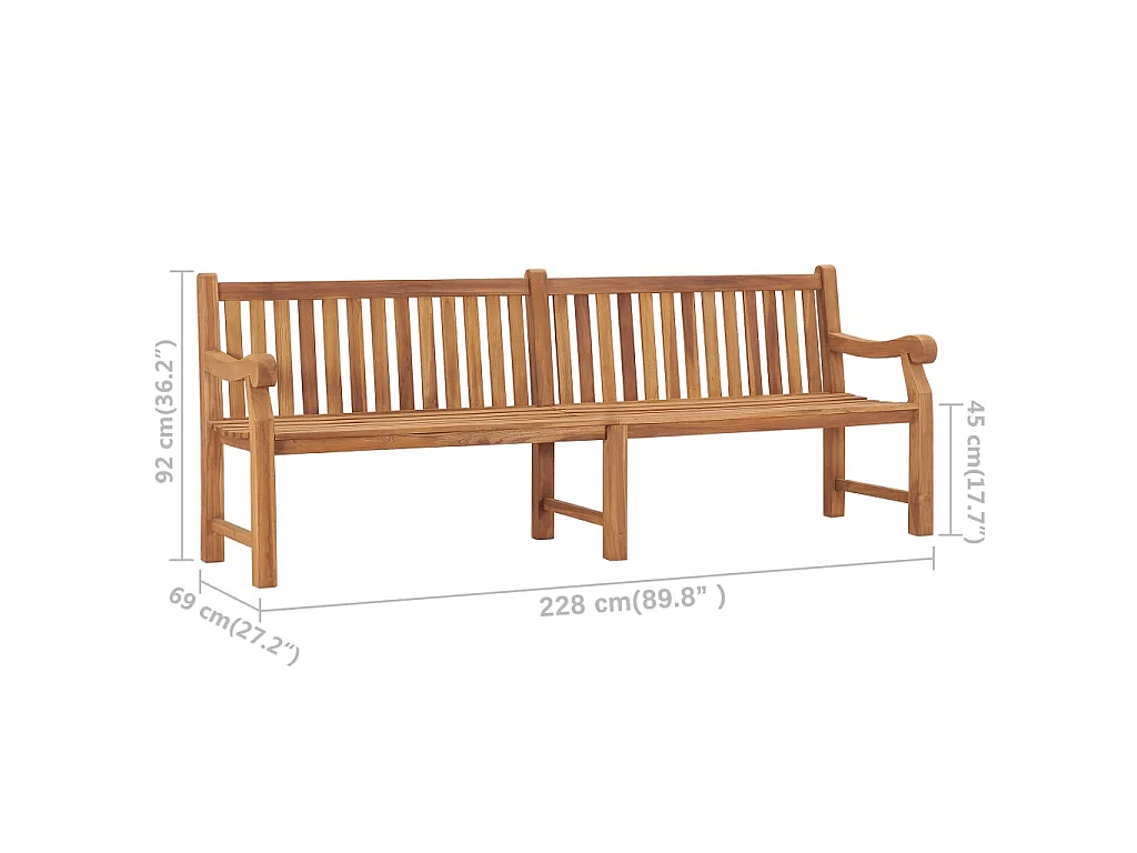 Gartenbank 228 cm Massivholz Teak