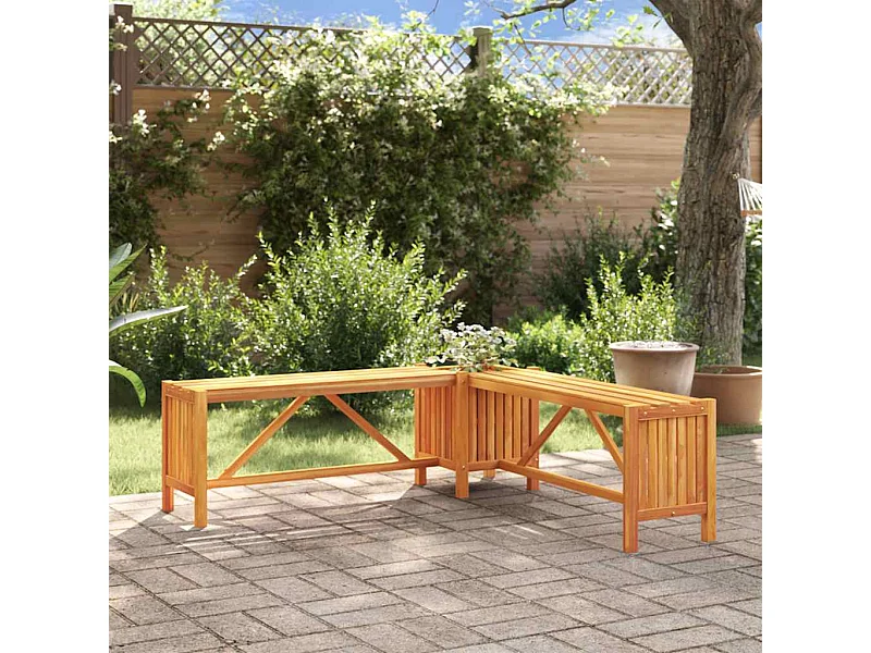 Garten-Eckbank mit Pflanzkübel 117×117×40 cm Massivholz Akazie