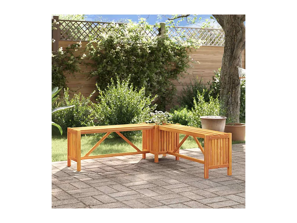 Garten-Eckbank mit Pflanzkübel 117×117×40 cm Massivholz Akazie