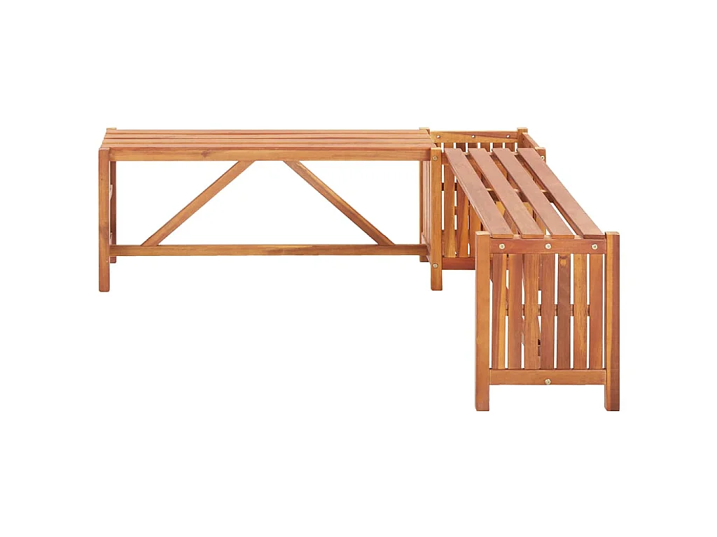 Banco canto c/ vaso jardim 117x117x40 cm madeira acácia maciça