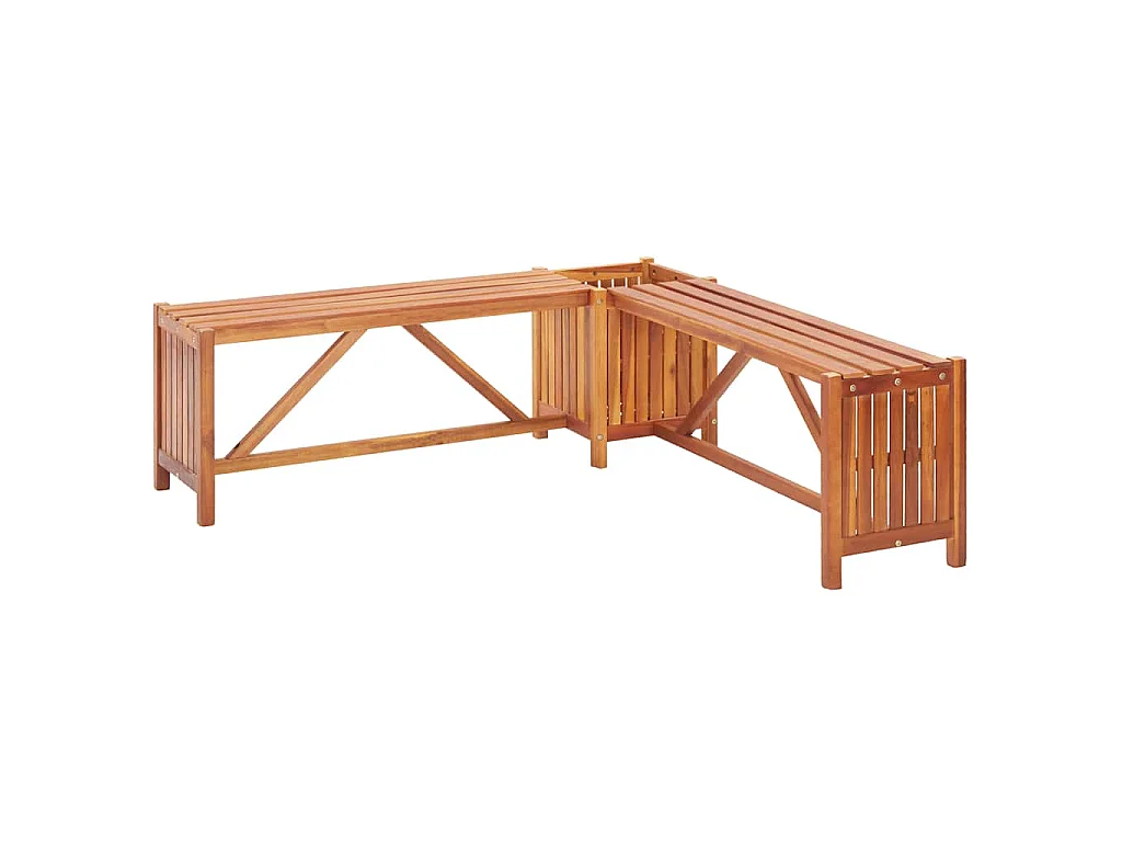 Panca Giardino Angolare e Fioriera 117x117x40cm Massello Acacia