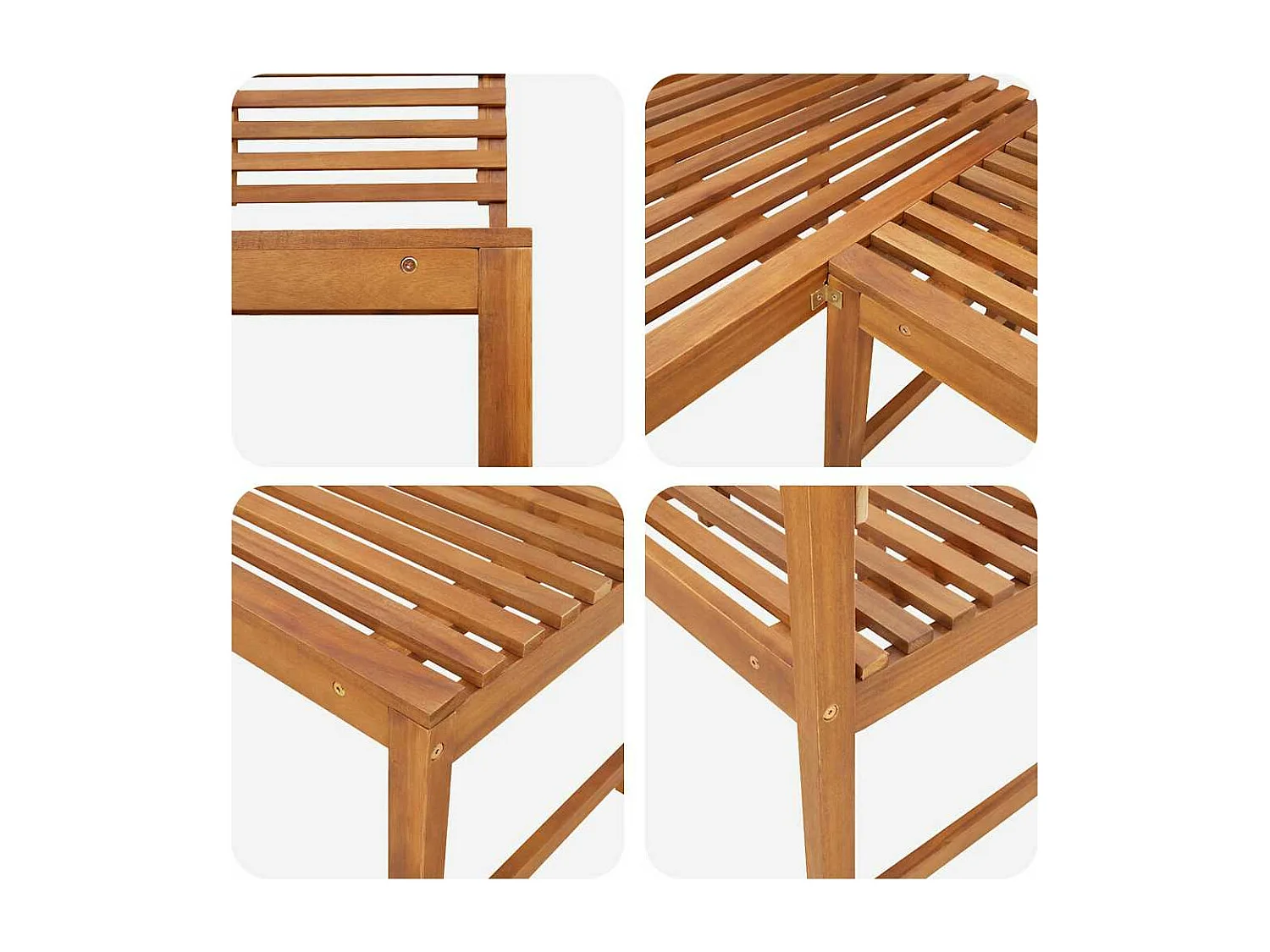 Garten-Eckbank 140 cm Massivholz Akazie