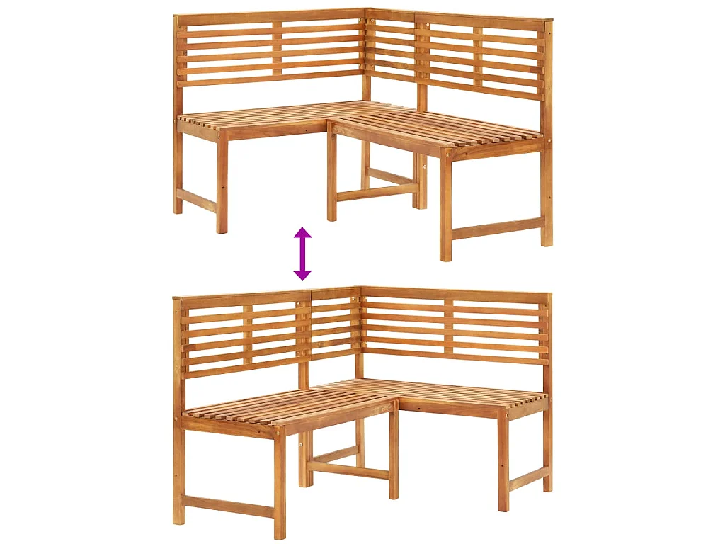 Garten-Eckbank 140 cm Massivholz Akazie