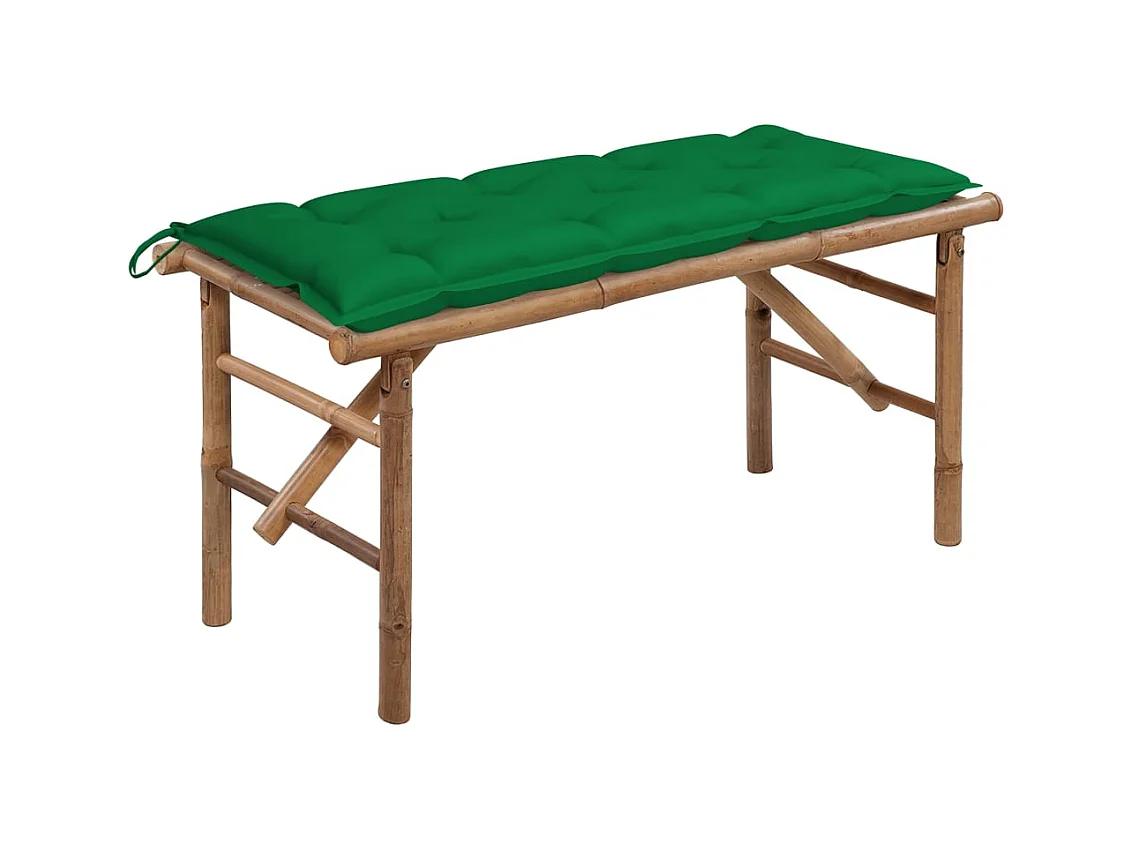 Panca da Giardino Pieghevole con Cuscino 118 cm in Bambù