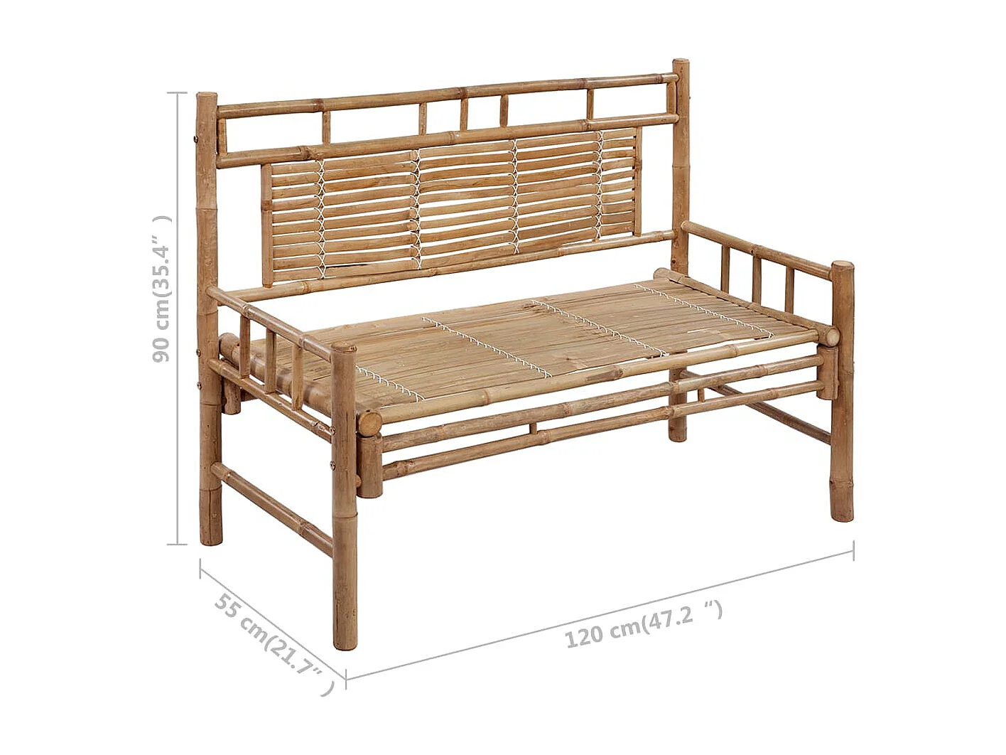 Banco de jardín con cojín bambú 120 cm