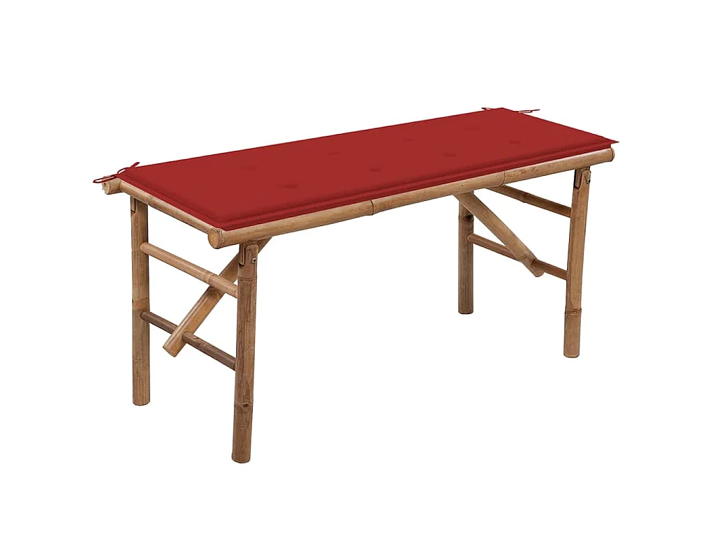 Panca da Giardino Pieghevole con Cuscino 118 cm in Bambù
