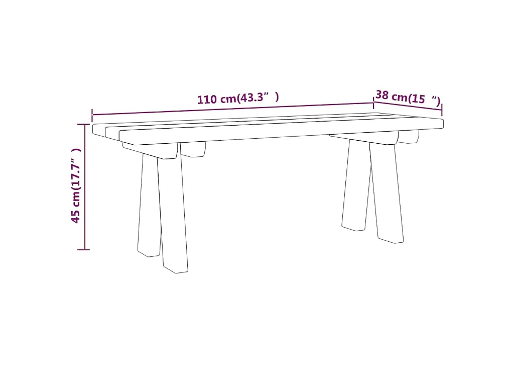 Banc de jardin 110 cm bois de pin massif imprégné