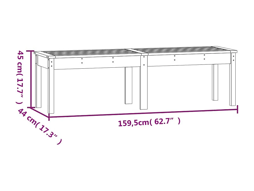 Banc de jardin à 2 places 159,5x44x45 cm bois massif de pin