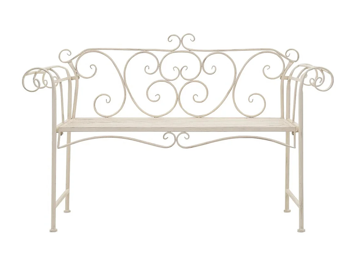 Banc de jardin 132 cm Métal Antique Blanc