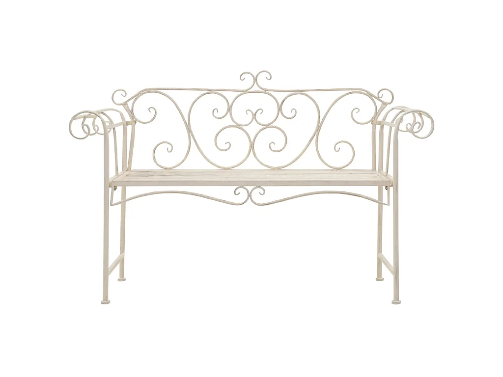 Banc de jardin 132 cm Métal Antique Blanc