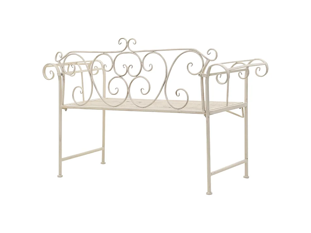 Banc de jardin 132 cm Métal Antique Blanc
