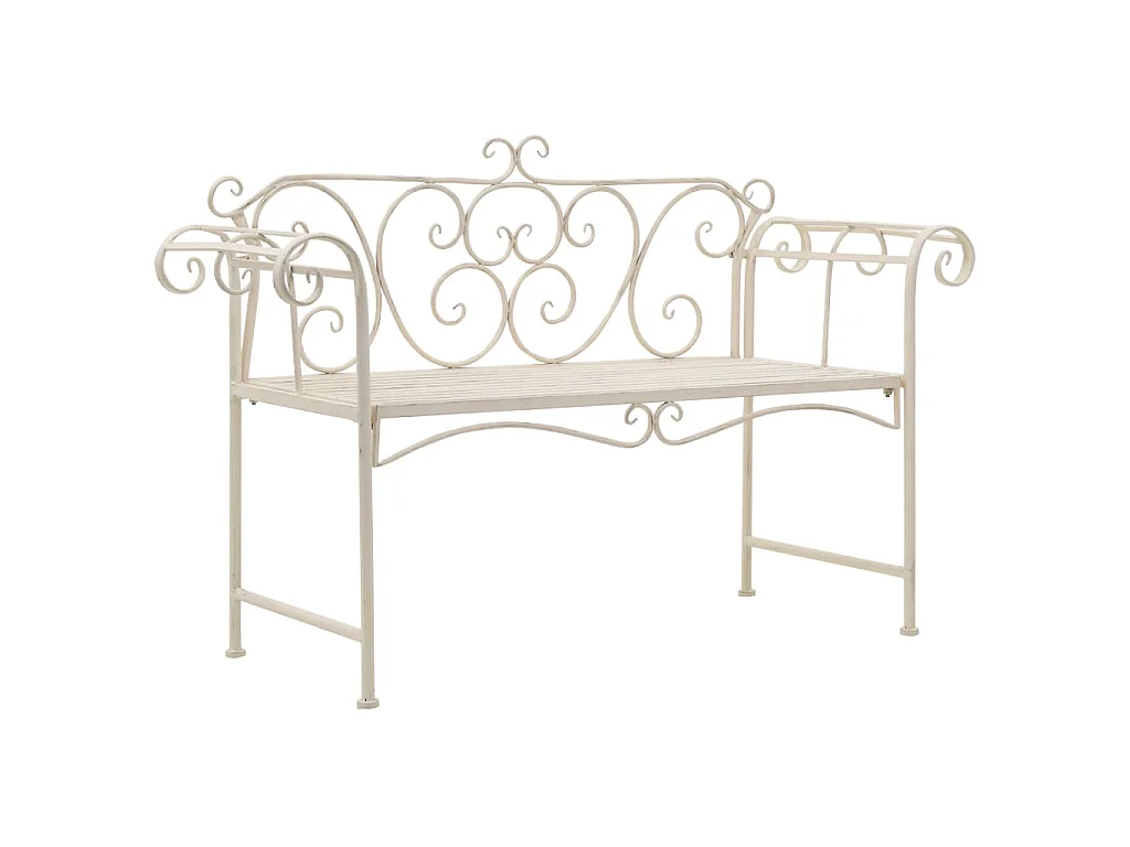 Banc de jardin 132 cm Métal Antique Blanc