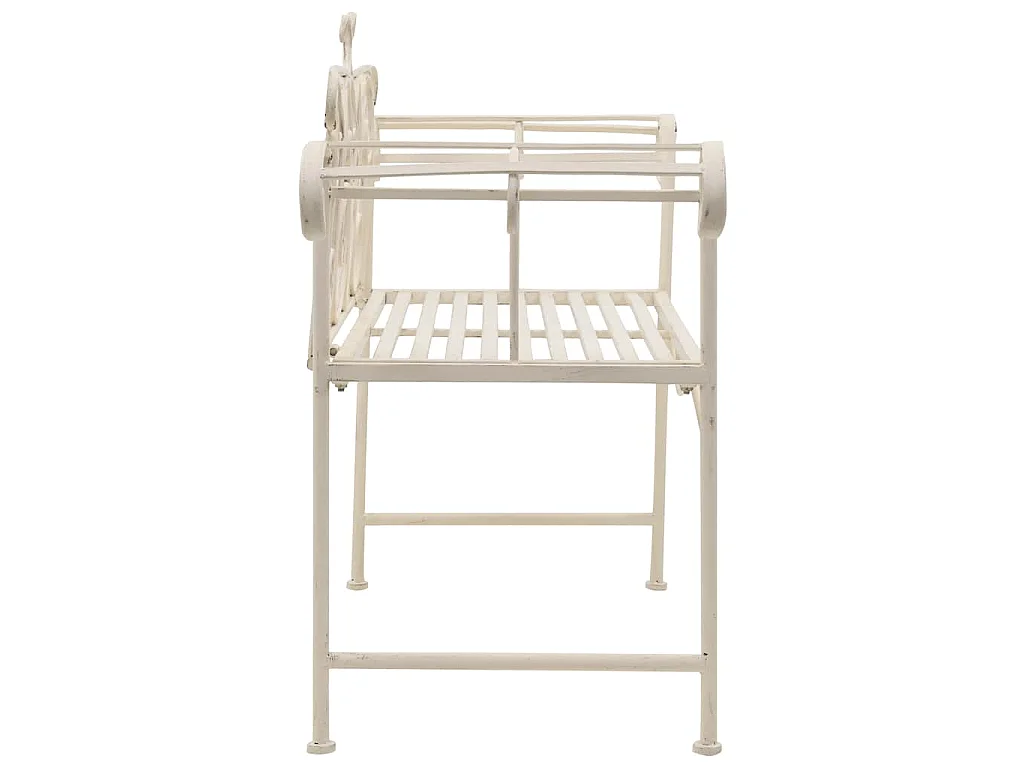 Banco de jardim 132 cm metal antigo branco