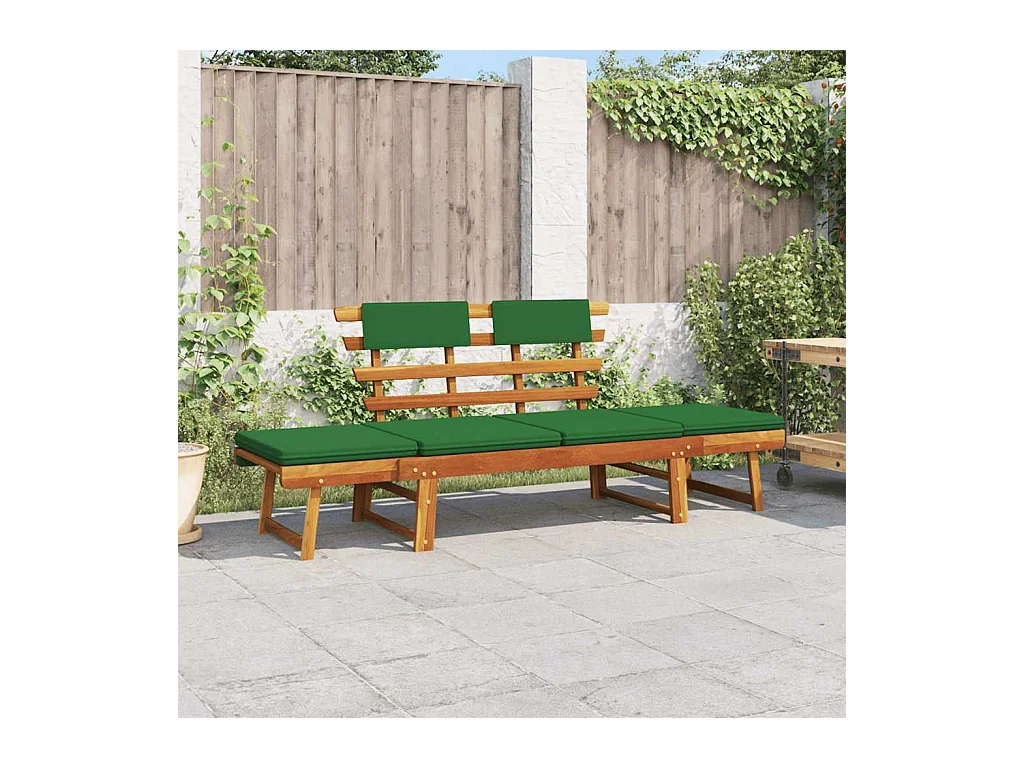 Panca da Giardino Cuscini 2-in-1 190 cm Legno Massello d'Acacia