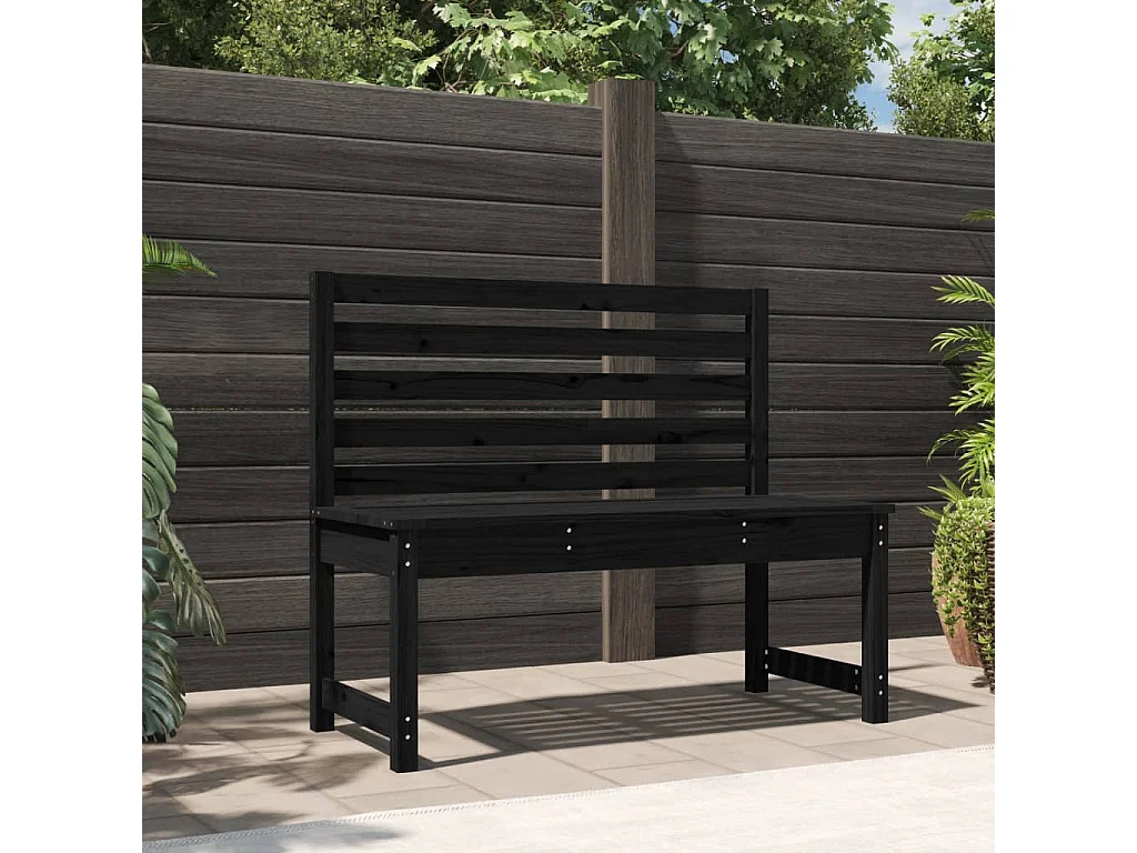 Banc de jardin noir 109 cm bois massif de pin