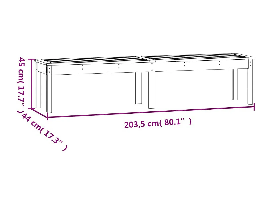 2-Sitzer-Gartenbank 203,5x44x45 cm Massivholz Douglasie
