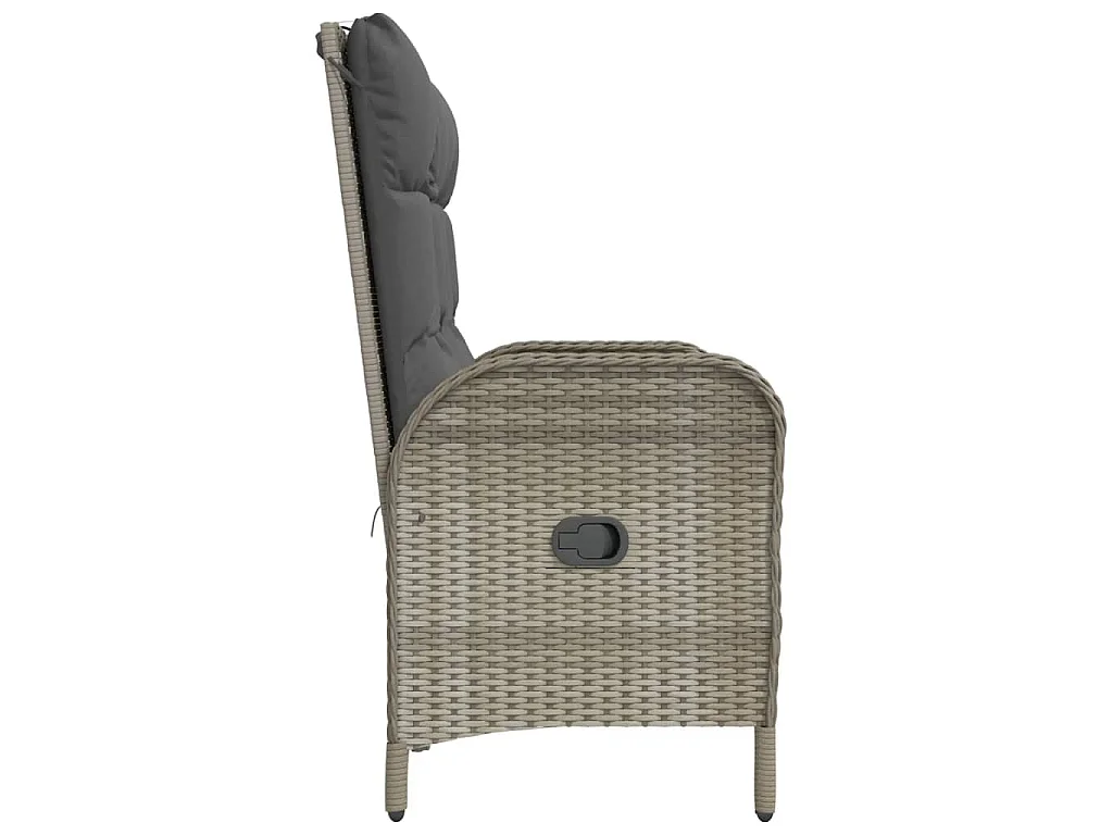 Banc de jardin inclinable avec coussins 107 cm Poly rotin Gris