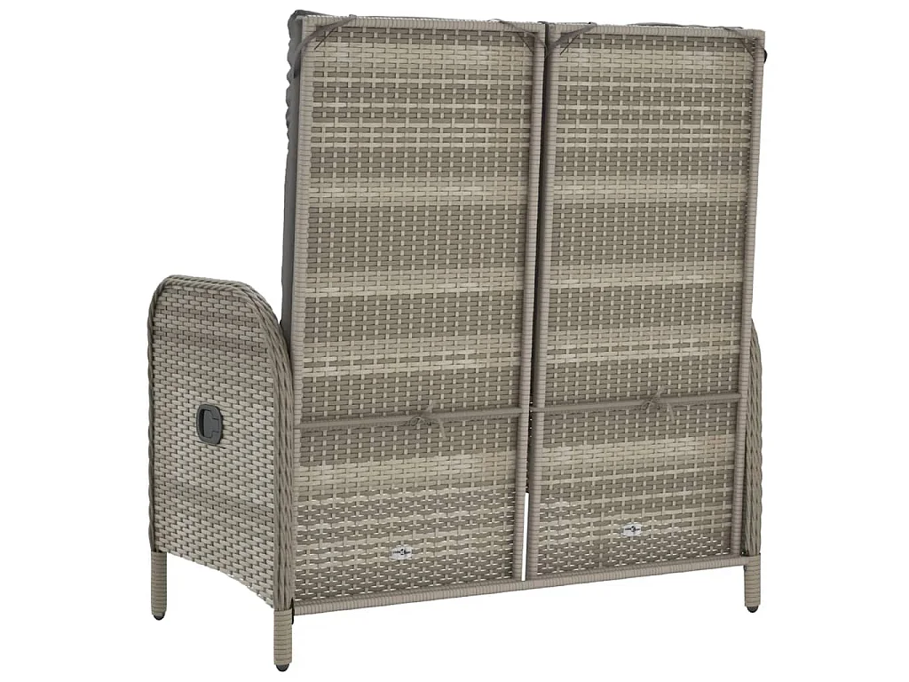 Banc de jardin inclinable avec coussins 107 cm Poly rotin Gris