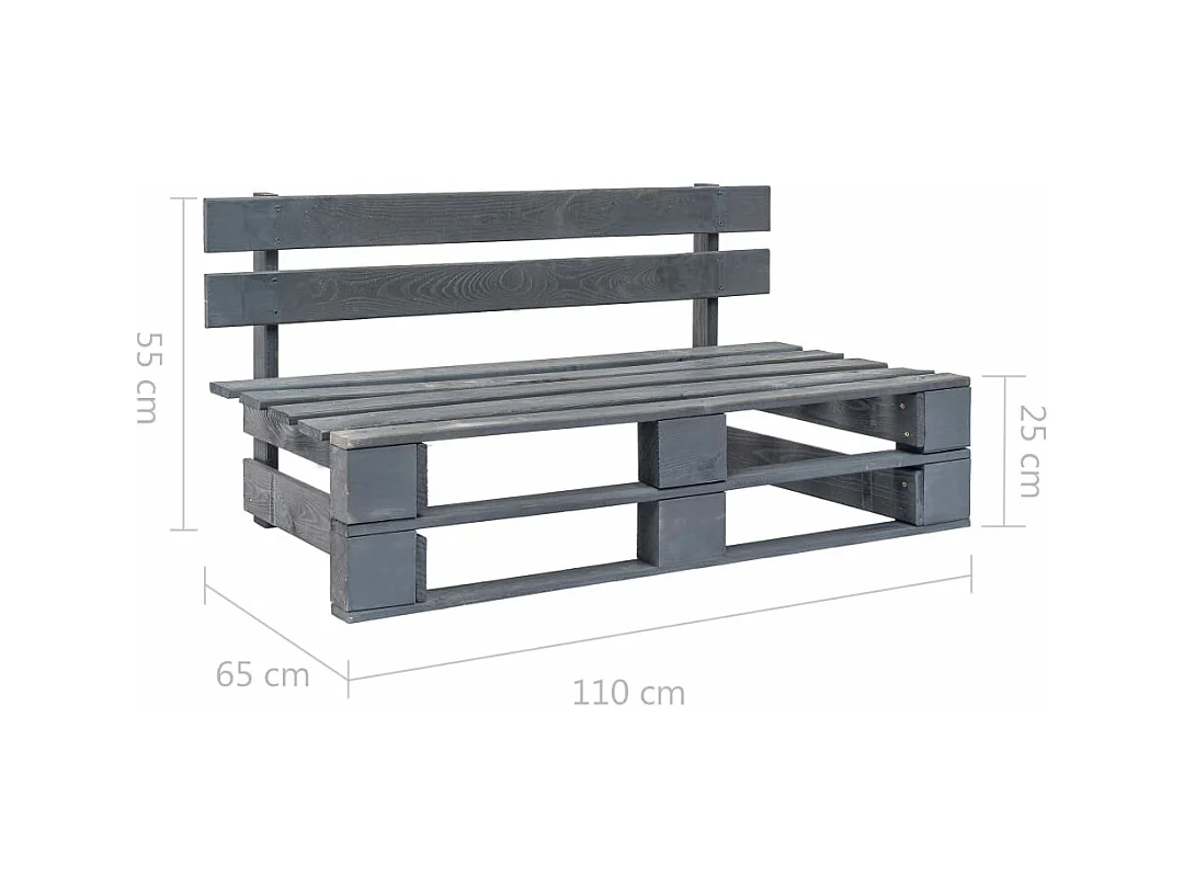 Outdoor-Bank Paletten Holz Grau