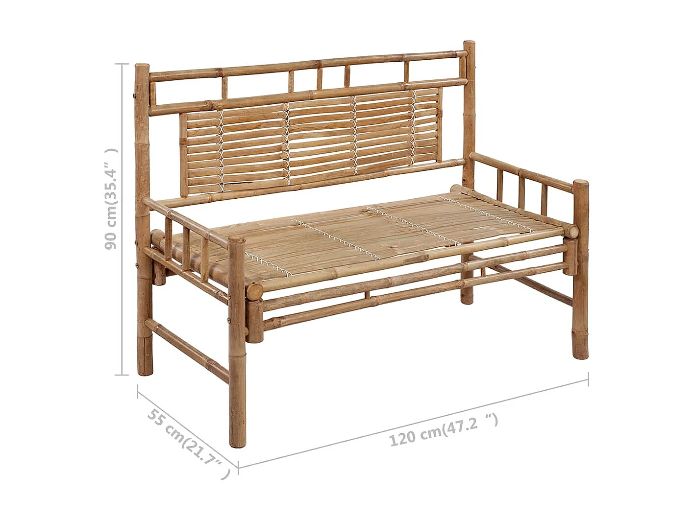 Banc de jardin avec coussin 120 cm Bambou