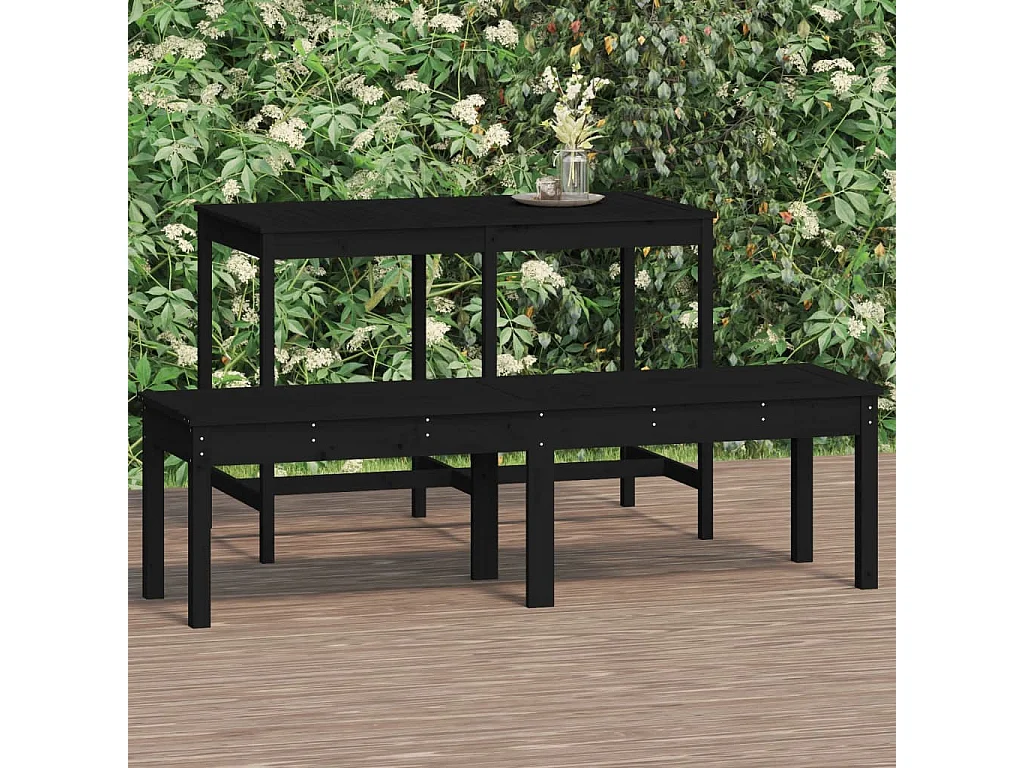 Tuinbank 2-zits 159,5x44x45 cm massief grenenhout zwart