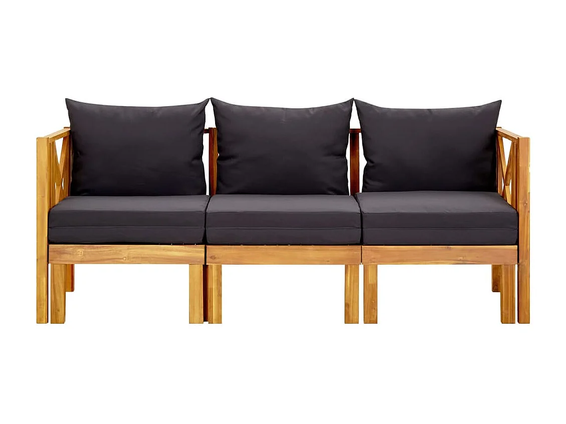 Banc de jardin 3 places et coussins 179 cm Bois d'acacia massif