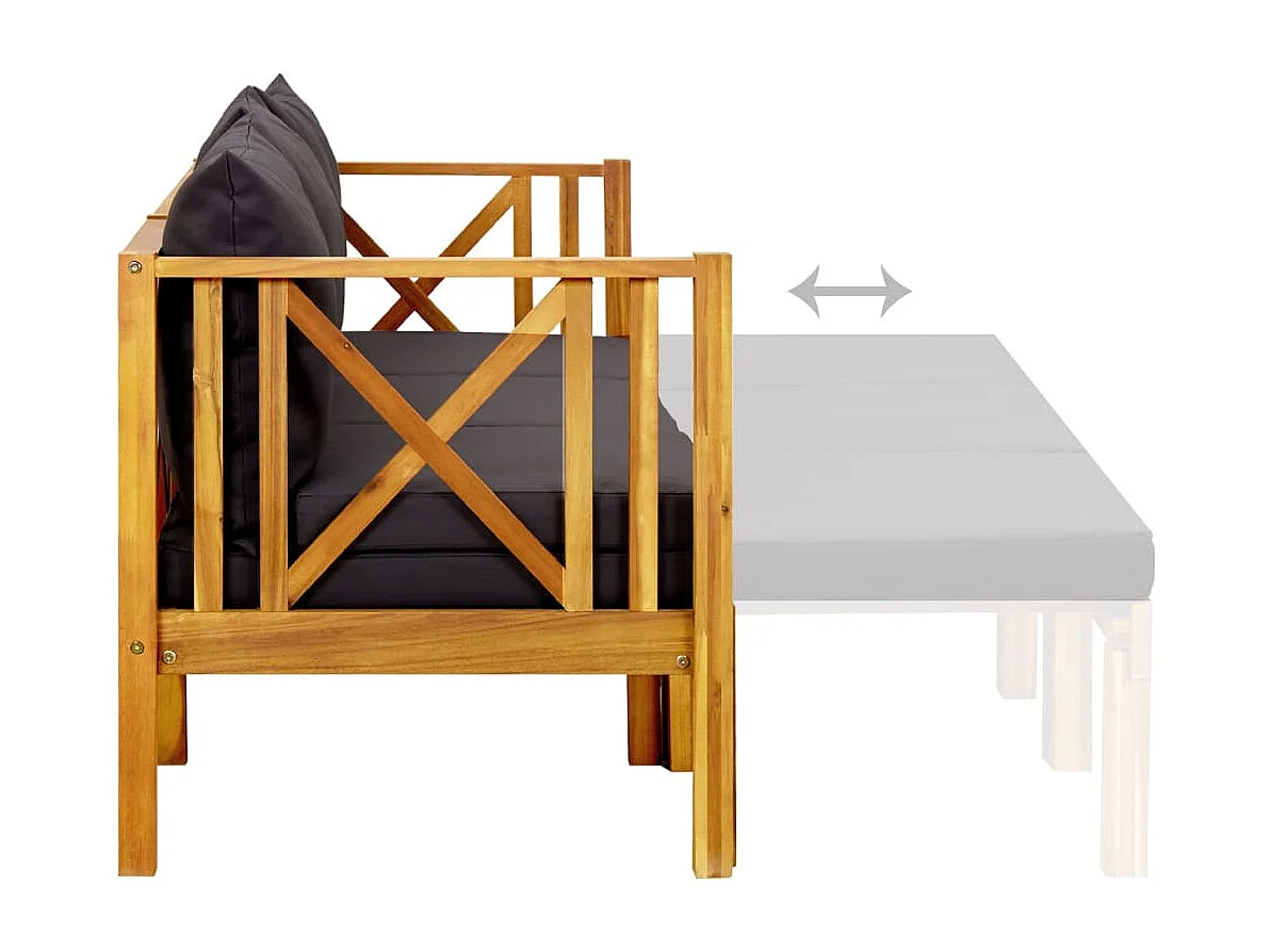 Banc de jardin 3 places et coussins 179 cm Bois d'acacia massif