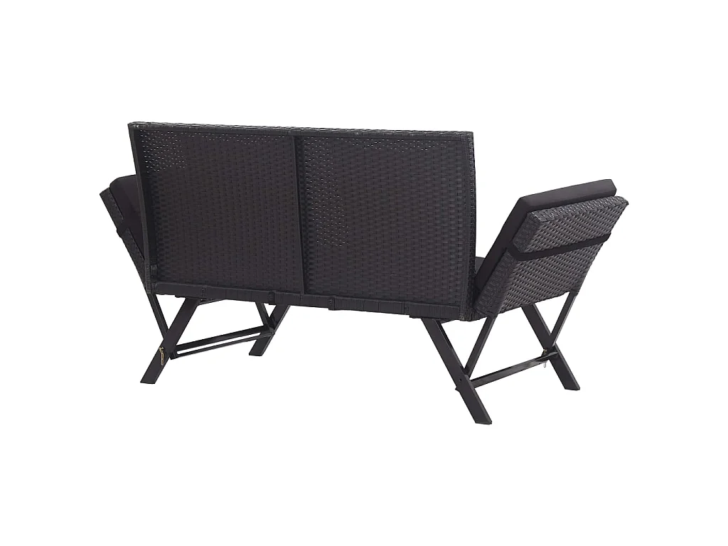 Gartenbank mit Auflagen 176 cm Schwarz Poly Rattan