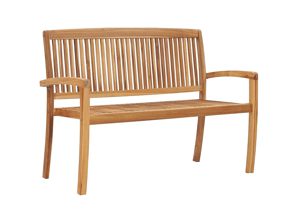 Banc 2 places empilable de jardin 128,5 cm Bois de teck solide
