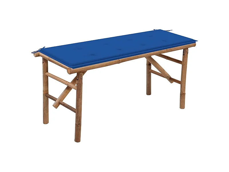 Banc de jardin pliable avec coussin 118 cm Bambou