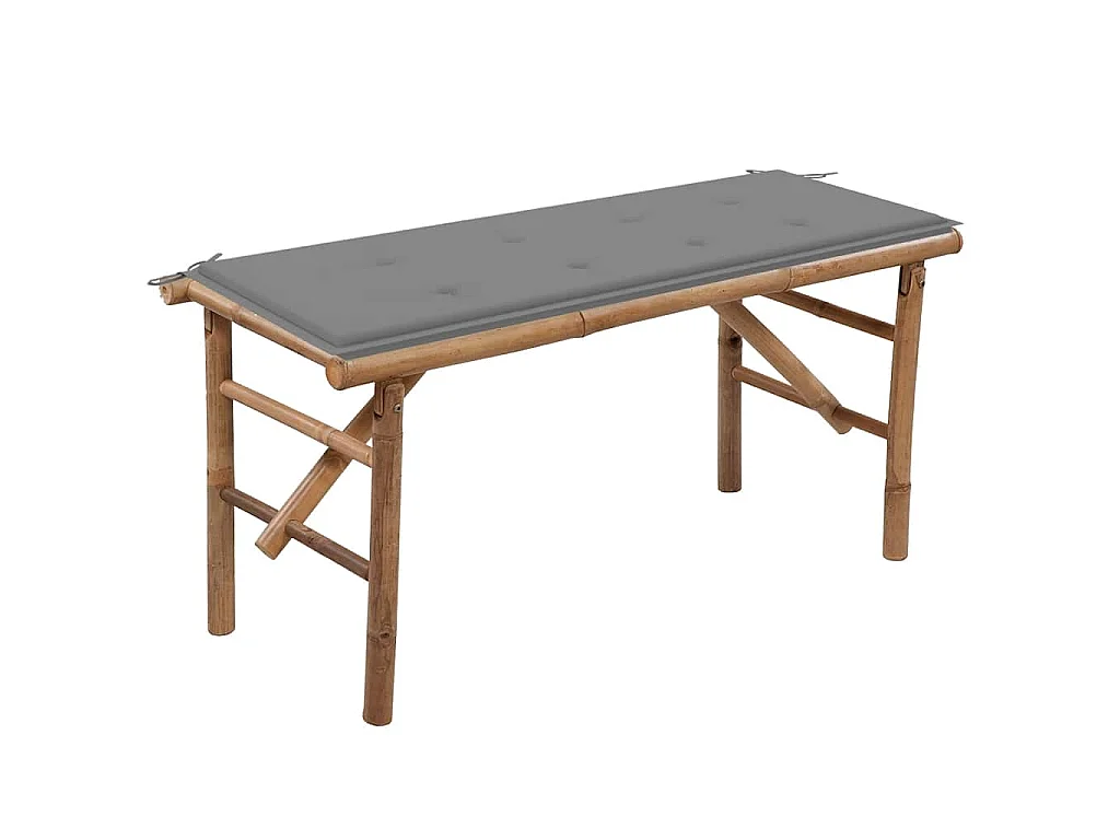 Panca da Giardino Pieghevole con Cuscino 118 cm in Bambù