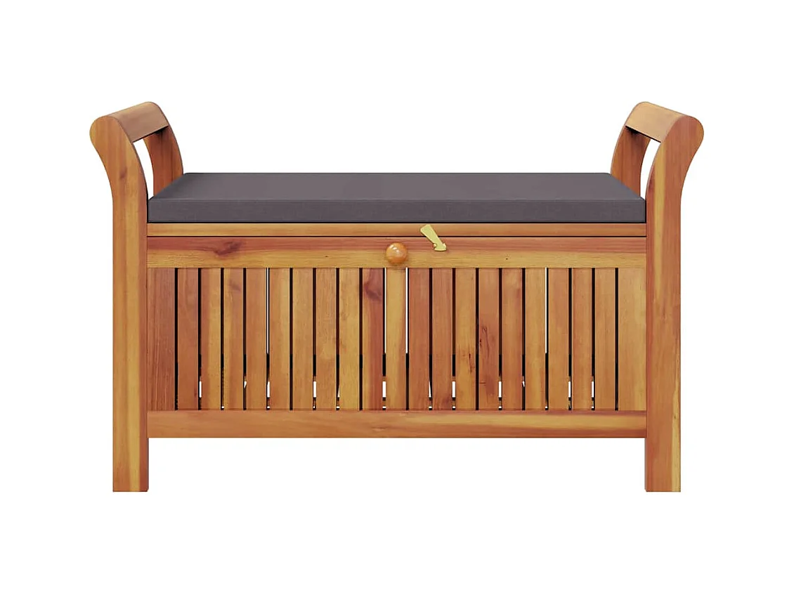 Banco almacenaje jardín con cojín madera maciza de acacia 91 cm