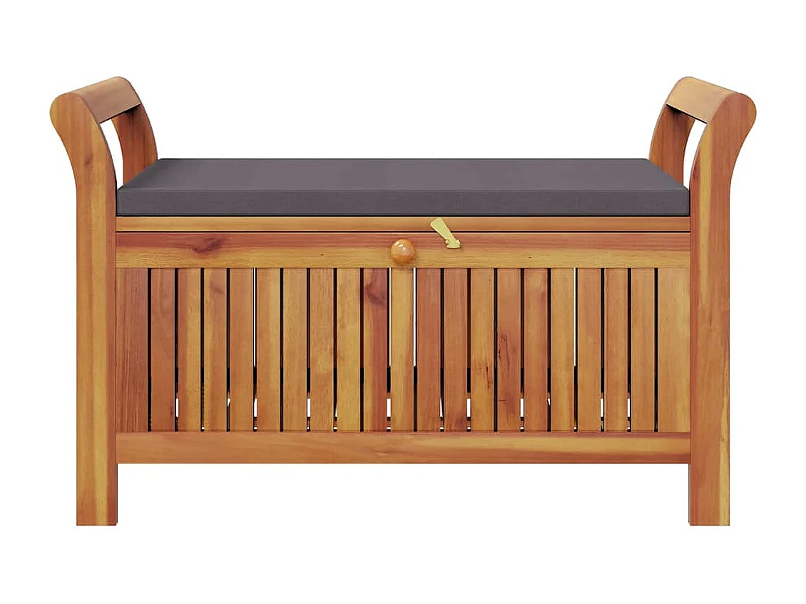 Banco almacenaje jardín con cojín madera maciza de acacia 91 cm
