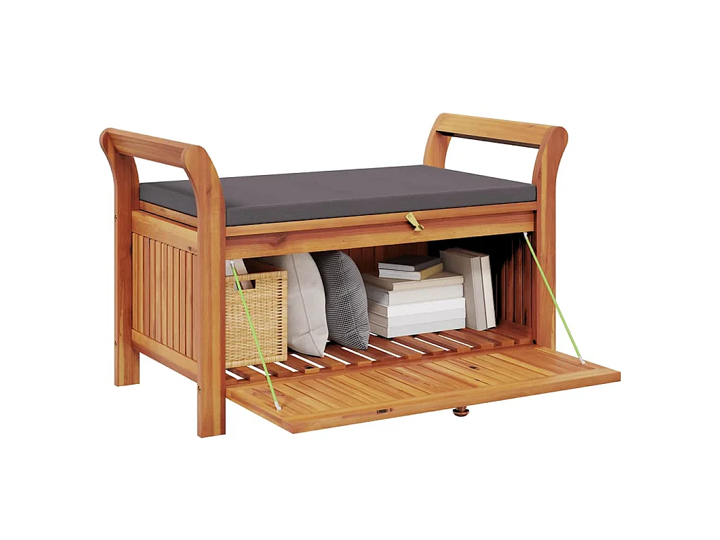 Banc de rangement de jardin avec coussin 91 cm Bois d'acacia