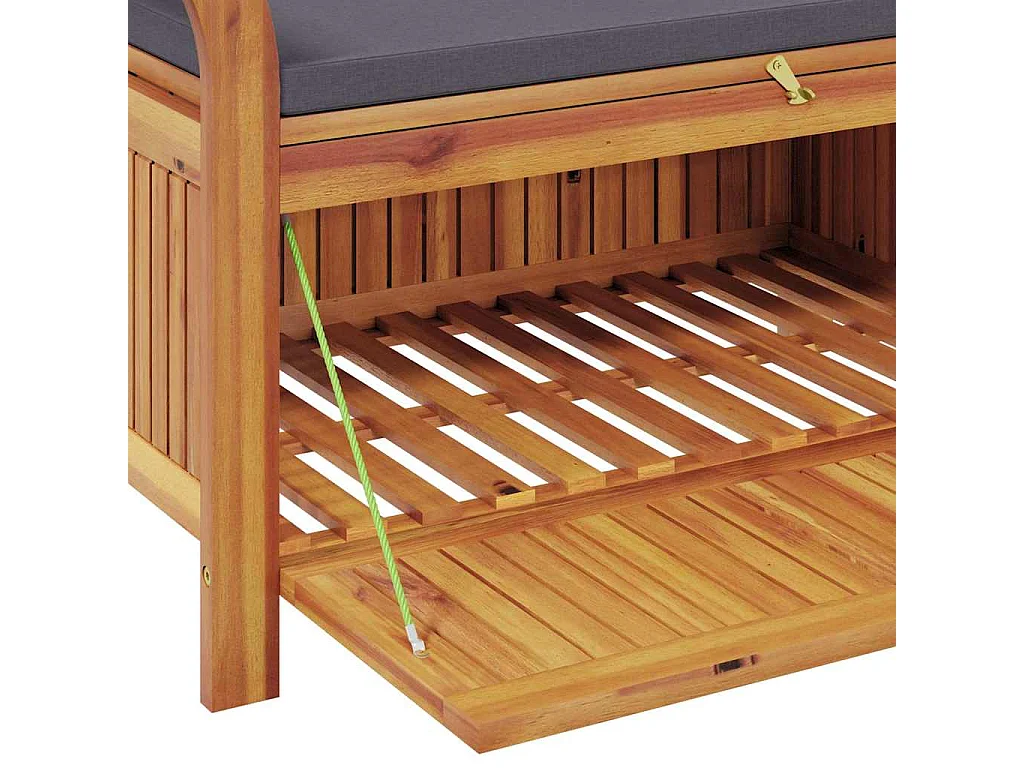 Banco de arrumação p/ jardim c/ almofadão 91 cm acácia maciça