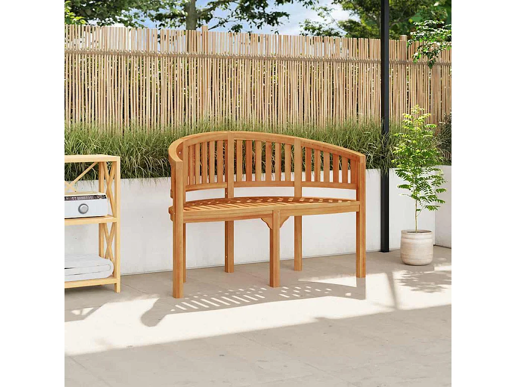Banc de jardin en forme de banane 120 cm Teck solide