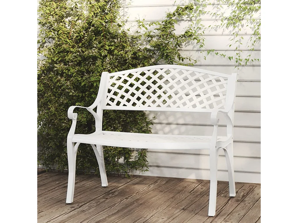 Banco de jardim 102 cm alumínio fundido branco