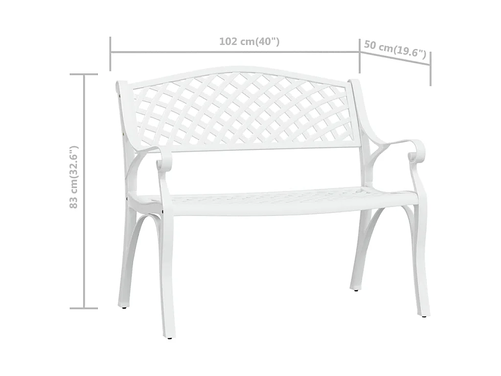 Banco de jardim 102 cm alumínio fundido branco