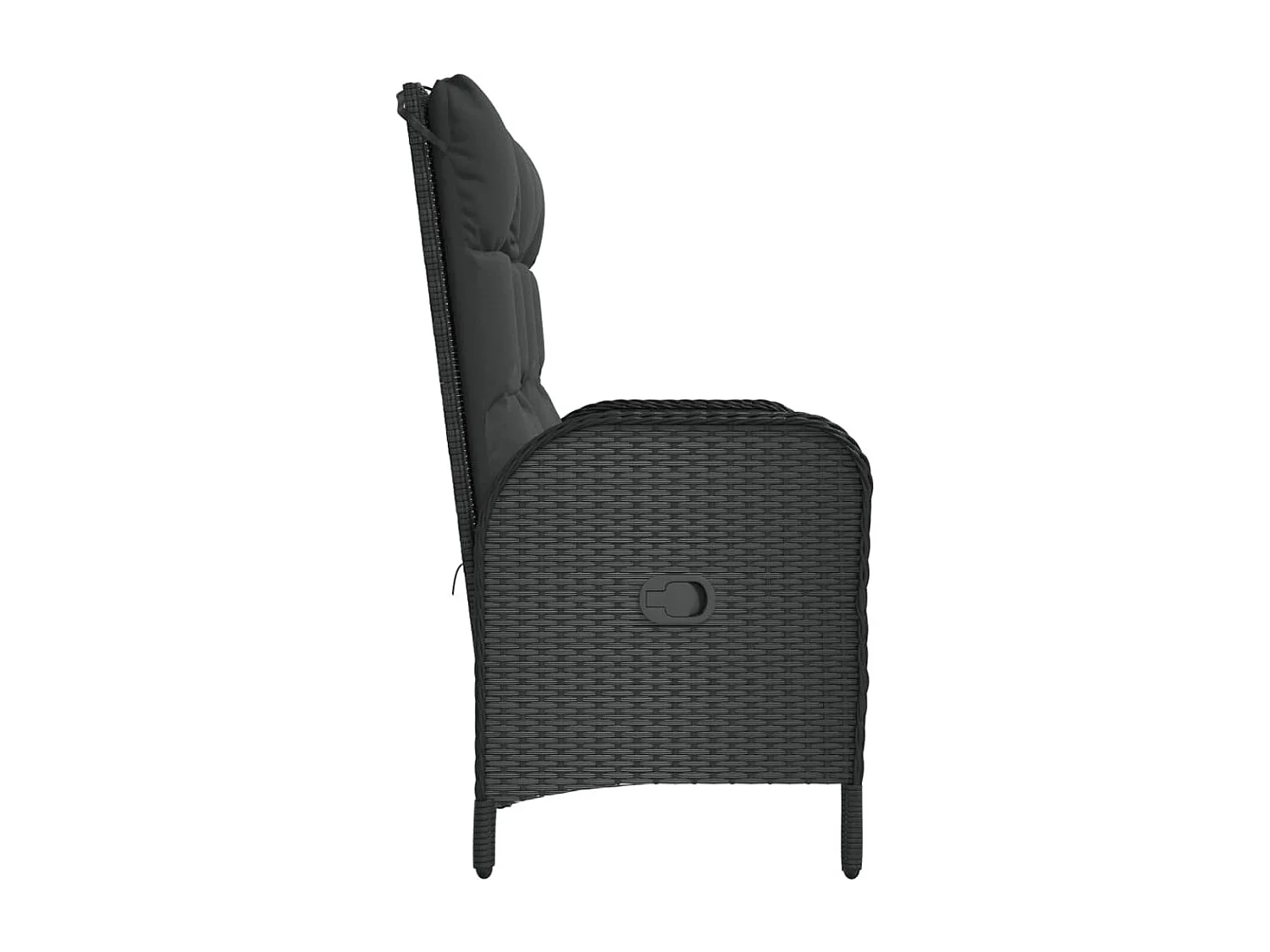 Banco de jardín reclinable con cojines ratán PE negro 107 cm