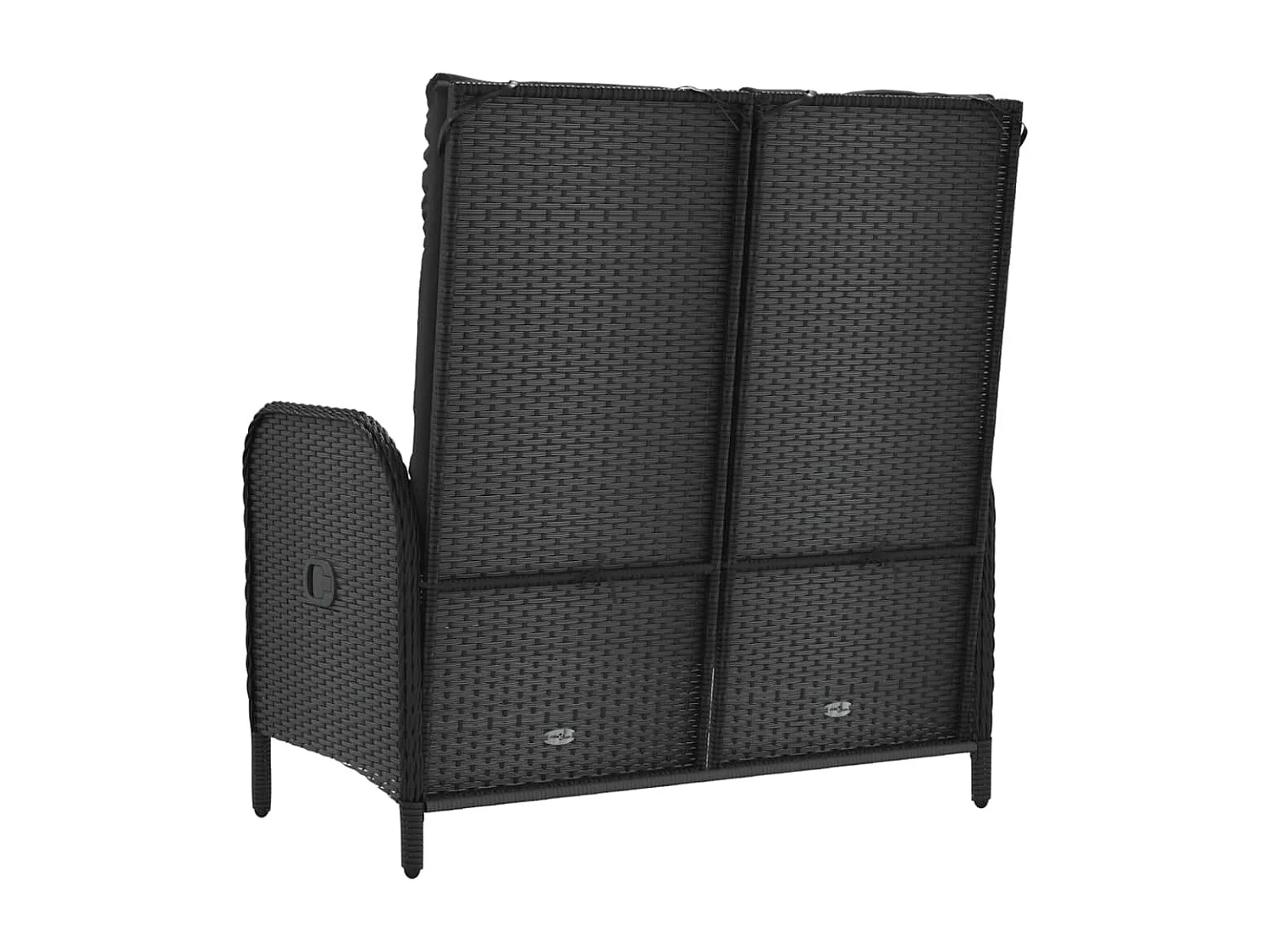 Banc de jardin inclinable avec coussins 107 cm Poly rotin Noir