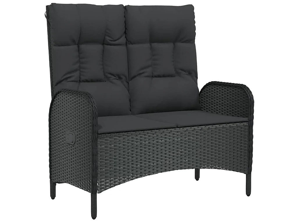 Panca Reclinabile da Giardino con Cuscini 107cm Polyrattan Nera