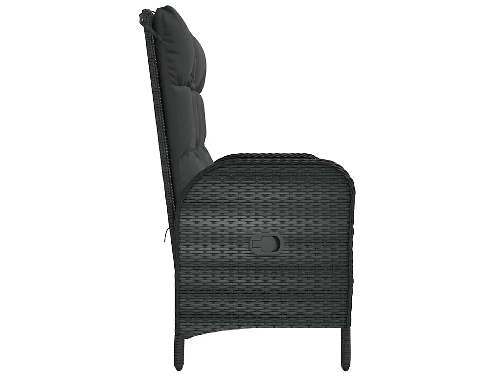 Panca Reclinabile da Giardino con Cuscini 107cm Polyrattan Nera