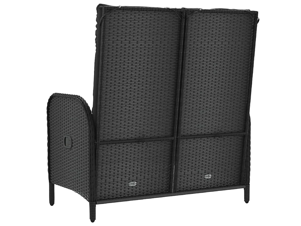Panca Reclinabile da Giardino con Cuscini 107cm Polyrattan Nera