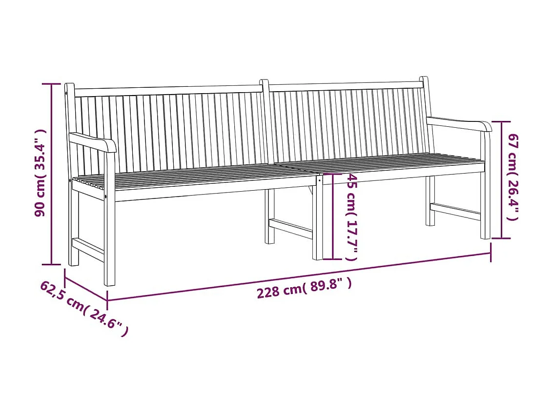 Banc de jardin 228 cm bois de teck solide