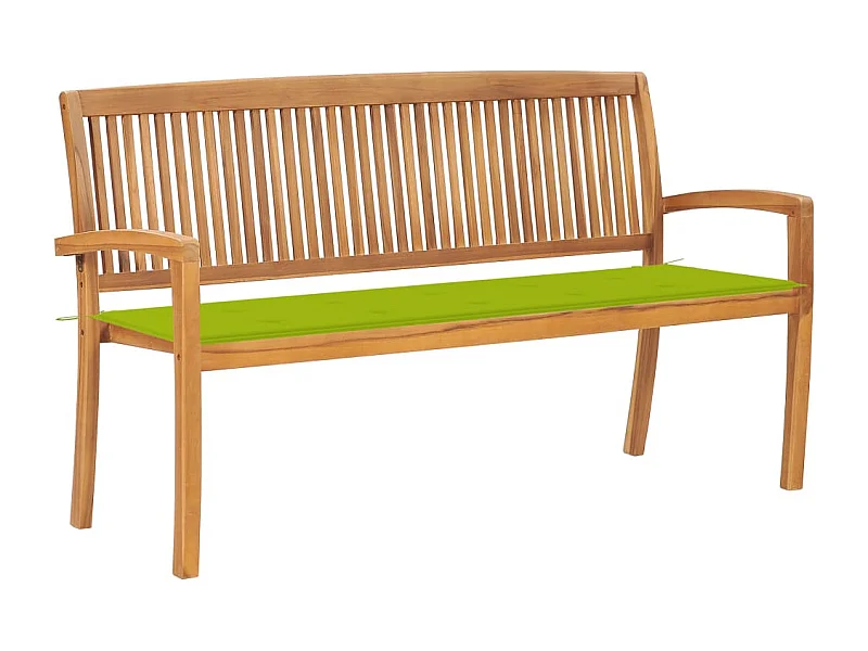 Stapelbare Gartenbank mit Auflage 159 cm Massivholz Teak