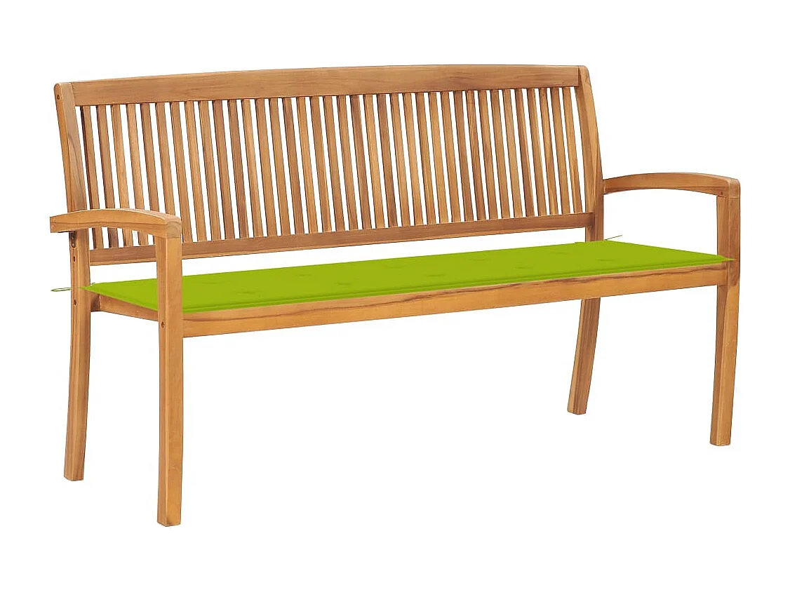 Banc de jardin empilable et coussin 159 cm Bois de teck massif