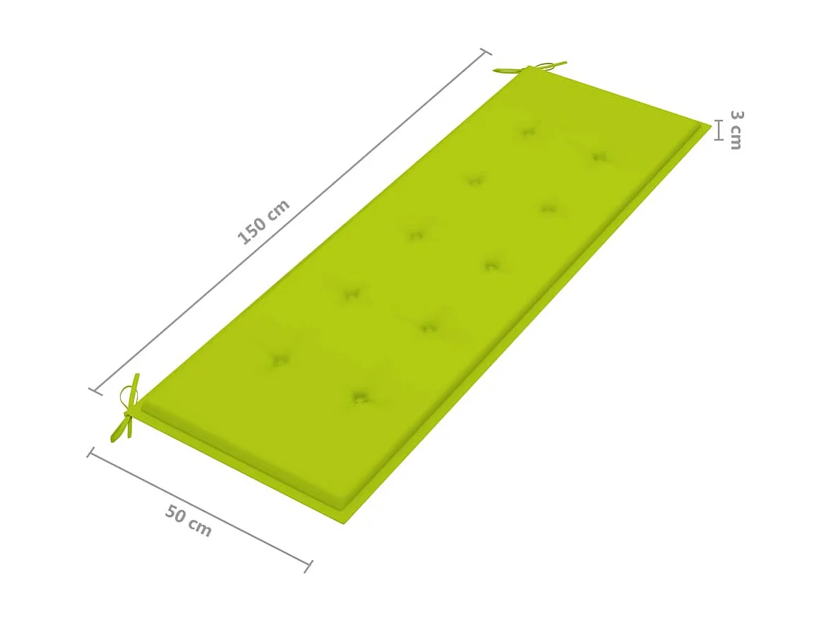Banc de jardin empilable et coussin 159 cm Bois de teck massif