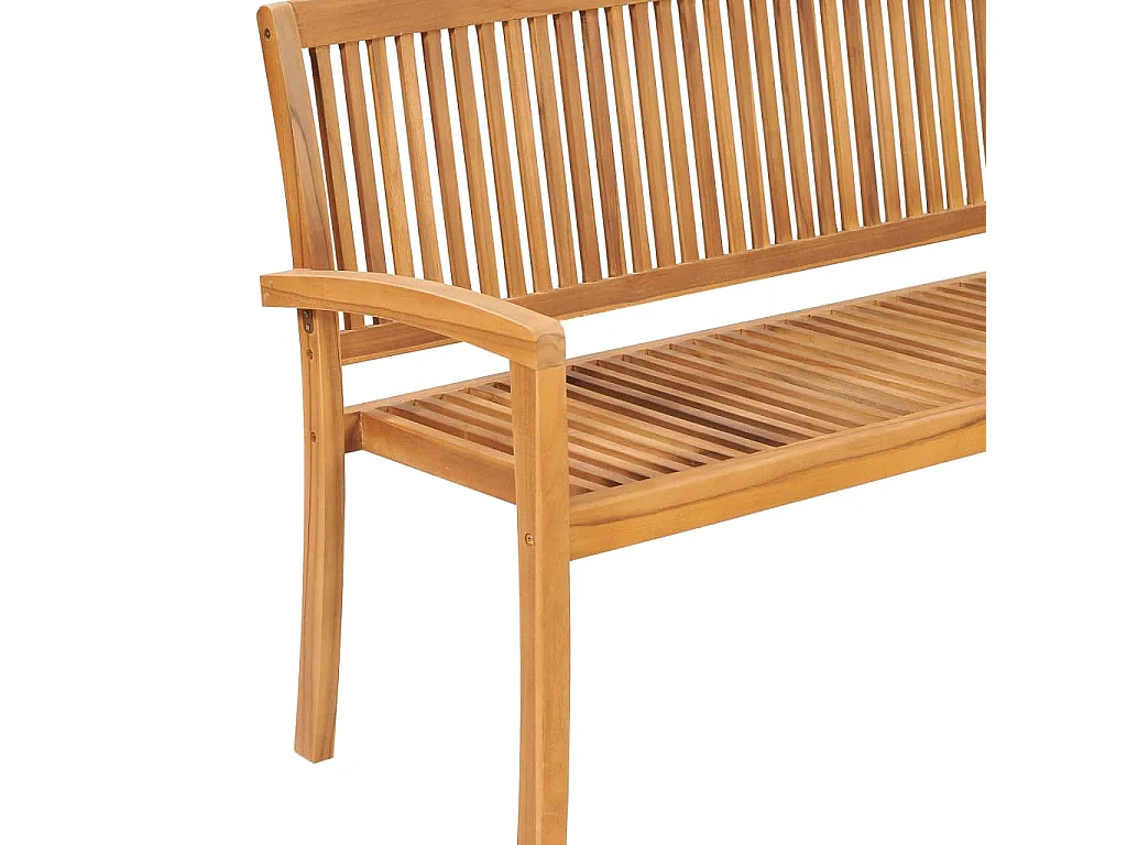 Banco de jardín apilable con cojín madera maciza de teca 159 cm