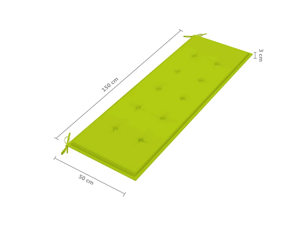 Banco de jardín apilable con cojín madera maciza de teca 159 cm