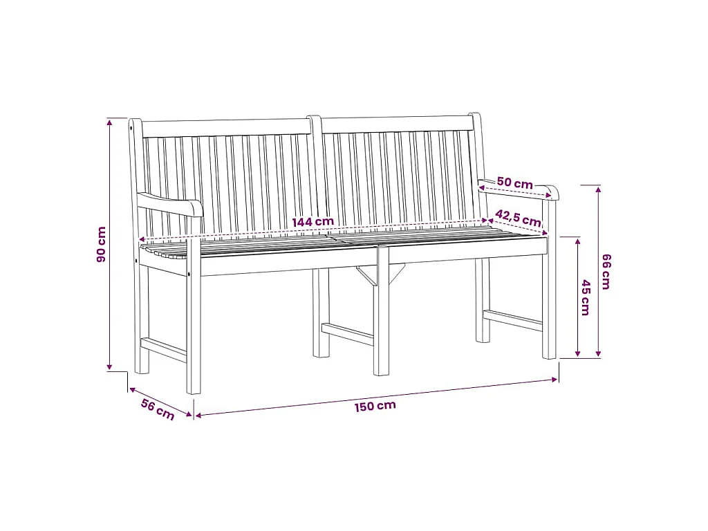 Tuinbank 150 cm massief acaciahout